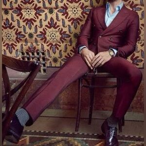 Calvin Klein Burgundy/wine suit 44L pants 38x32